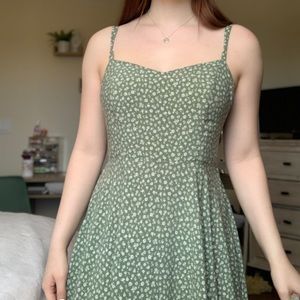 Green floral fit and flare sundress